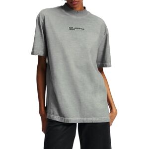 KARL LAGERFELD JEANS , Dam, Avslappad Kortärm Tvättad T-Shirt, Avslappad Passform, Grå, L KARL LAGERFELD JEANS , Dam, Avslappad Kortärm Tvättad T-Shirt, Avslappad Passform, Grå, L