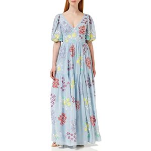 Maya Deluxe kvinnor kvinnor maxi kvinnor v-ringad öppen rygg cape ärm klänning för bröllop gäst bridesmaid sommar bal bal klänning tillfälle klänning, blå, 34 Maya Deluxe kvinnor kvinnor maxi kvinnor v-ringad öppen rygg cape ärm klänning för bröllop gäst bridesmaid sommar bal bal klänning tillfälle klänning, blå, 34