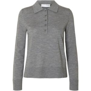 SELECTED FEMME Slfthea Ls Knit Merino Collar Neck Noos, Medium grå melerad, XXL SELECTED FEMME Slfthea Ls Knit Merino Collar Neck Noos, Medium grå melerad, XXL