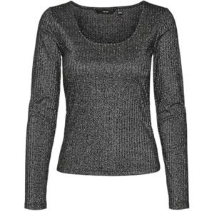 VERO MODA VMCORA LS TOP JRS Boo GA, Svart/detalj: silver Lurex Melange, S VERO MODA VMCORA LS TOP JRS Boo GA, Svart/detalj: silver Lurex Melange, S
