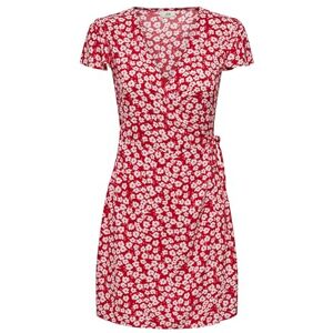 JDY sezen Life S/S Wrap Dress WVN dia, Mars röd, XXL JDY sezen Life S/S Wrap Dress WVN dia, Mars röd, XXL