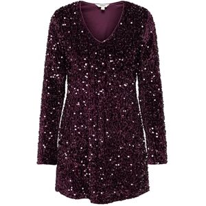 ONLY Onlanika Ls Sequins V-hals klänning WVN, Vinprovning, XS ONLY Onlanika Ls Sequins V-hals klänning WVN, Vinprovning, XS