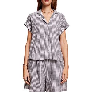 ESPRIT randig kortärmad blus av 100% bomull, antracit, L ESPRIT randig kortärmad blus av 100% bomull, antracit, L