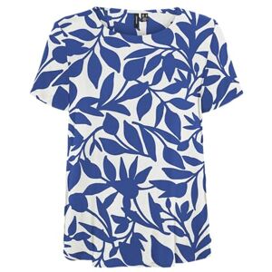 VERO MODA Vmeasy Joy S/S Top WVN Ga blus, Snövit/Aop: alisa mazarine blå, L VERO MODA Vmeasy Joy S/S Top WVN Ga blus, Snövit/Aop: alisa mazarine blå, L