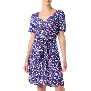 Vila VIRUMA FI S/S V-hals dress/R, Mazarine blå/Aop: fi, 36 Vila VIRUMA FI S/S V-hals dress/R, Mazarine blå/Aop: fi, 36