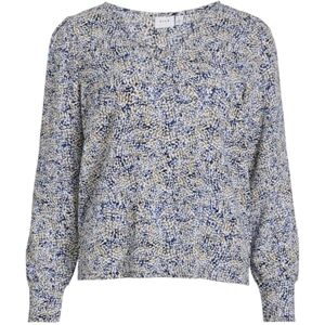 Vila Vimoda JIA V-hals L/S topp, True blå/Aop: jia Egret/Black/Cornstalk, L Vila Vimoda JIA V-hals L/S topp, True blå/Aop: jia Egret/Black/Cornstalk, L