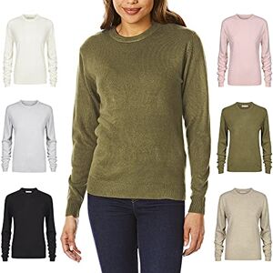 Light & Shade Lätt och skugga damer LSLKNT454 Cashmilon mjuk beröring rund hals stickad jumper tröja, kaki, medium Light & Shade Lätt och skugga damer LSLKNT454 Cashmilon mjuk beröring rund hals stickad jumper tröja, kaki, medium