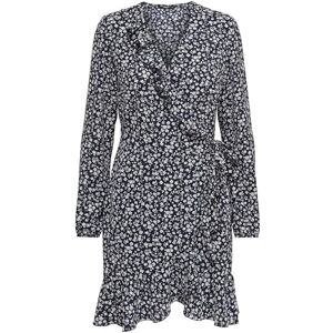 ONLY ENDAST Carly Ruffle Wrap Mini Floral Print Dress, Natt himmel/vita blommor, 40 ONLY ENDAST Carly Ruffle Wrap Mini Floral Print Dress, Natt himmel/vita blommor, 40