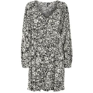VERO MODA Vmeasy Joy L/S kort klänning WVN Ga klänning, Black/Aop: sika, M VERO MODA Vmeasy Joy L/S kort klänning WVN Ga klänning, Black/Aop: sika, M