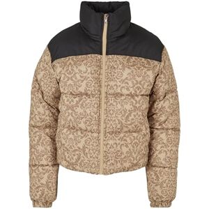 Urban Classics Ladies AOP retro puffer jacka dam, Unionbeigedamast, 4XL Urban Classics Ladies AOP retro puffer jacka dam, Unionbeigedamast, 4XL