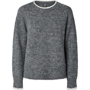 PIECES Pcivy Ls O-hals kontrast stickad Noos Bc, Medium grå melerad, XXL PIECES Pcivy Ls O-hals kontrast stickad Noos Bc, Medium grå melerad, XXL