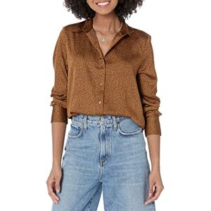Amazon Essentials kvinnors Classic-Fit satin button down-blus (finns i plusstorlek), mörk kastanjebrun leopard, medium Amazon Essentials kvinnors Classic-Fit satin button down-blus (finns i plusstorlek), mörk kastanjebrun leopard, medium