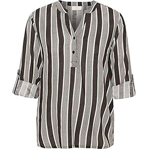 KAFFE T-shirt för kvinnor, randig, 3/4 ärmar, V-hals, casual blus, balsam grön/chalk randig, 38 KAFFE T-shirt för kvinnor, randig, 3/4 ärmar, V-hals, casual blus, balsam grön/chalk randig, 38