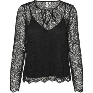 VERO MODA Vmtammi L/S V-hals spets topp WVN Btq långärmad blus, svart, XS VERO MODA Vmtammi L/S V-hals spets topp WVN Btq långärmad blus, svart, XS