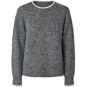 PIECES Pcivy Ls O-hals kontrast stickad Noos Bc, Medium grå melerad, M PIECES Pcivy Ls O-hals kontrast stickad Noos Bc, Medium grå melerad, M