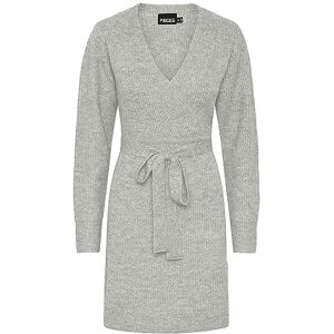 PIECES Bestseller A/S Dam Pcellen Ls Wrap Knit Dress Noos Bc klänning, Ljusgrå melange, M PIECES Bestseller A/S Dam Pcellen Ls Wrap Knit Dress Noos Bc klänning, Ljusgrå melange, M