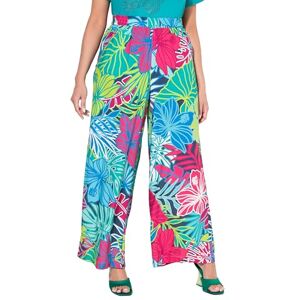 Ulla Popken dam stora storlekar överdimensionerade plus size byxor, blad, breda, raka ben, elastisk linning 839120, Turkos, 40W / 32L Ulla Popken dam stora storlekar överdimensionerade plus size byxor, blad, breda, raka ben, elastisk linning 839120, Turkos, 40W / 32L