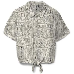 VERO MODA Vmmenny Tie Ss Shirt WVN Ga, Havregryn, S VERO MODA Vmmenny Tie Ss Shirt WVN Ga, Havregryn, S