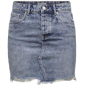 ONLY Sky Life Raw Hem Acid Wash Denim Mini kjol, Ljusblå denim, 34 ONLY Sky Life Raw Hem Acid Wash Denim Mini kjol, Ljusblå denim, 34