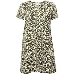 Kaffe Curve Plus-size damklänning knälängd korta ärmar avslappnad passform A-linje, Grape Leaf/antikt grafik, M Stor Kaffe Curve Plus-size damklänning knälängd korta ärmar avslappnad passform A-linje, Grape Leaf/antikt grafik, M Stor