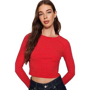 Trendyol damer stickad långa ärmar smal blus, röd, XL Trendyol damer stickad långa ärmar smal blus, röd, XL