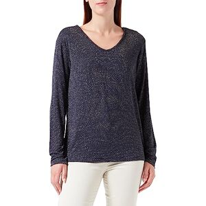 PIECES Damer Pcbillo Ls V-hals Lurex ränder Noos Qx långärmad tröja, Sky Captain/ränder: guld, 48/50 PIECES Damer Pcbillo Ls V-hals Lurex ränder Noos Qx långärmad tröja, Sky Captain/ränder: guld, 48/50