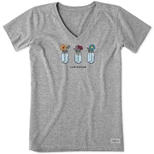 Life Is Good Damers krossare grafisk V-ringad t-shirt blommig burk skjorta Grå Ljung grå M Life Is Good Damers krossare grafisk V-ringad t-shirt blommig burk skjorta Grå Ljung grå M