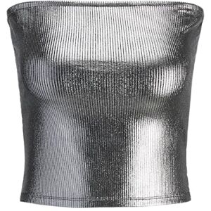 JACK & JONES Jxfiona STR Bandeau Shine Top JRS, Silverfärg, M JACK & JONES Jxfiona STR Bandeau Shine Top JRS, Silverfärg, M