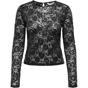ONLY Onlinnia Ls spets paljett topp WVN, svart, S ONLY Onlinnia Ls spets paljett topp WVN, svart, S