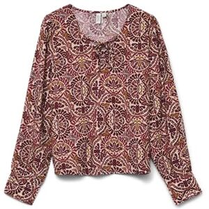 VERO MODA Vmflorence L/S Top WVN Btq Ga, Karanda röd, XS VERO MODA Vmflorence L/S Top WVN Btq Ga, Karanda röd, XS