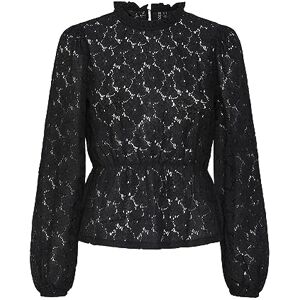 PIECES Bestseller A/S Pcjanessa Ls spets topp blus, svart, S PIECES Bestseller A/S Pcjanessa Ls spets topp blus, svart, S