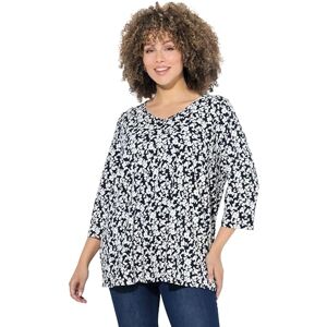Ulla Popken damer stora storlekar överdimensionerade plus size t-shirt, A-linje, V-hals, dekorativa veck, 3/4-ärm, marinblå, 42-44 Ulla Popken damer stora storlekar överdimensionerade plus size t-shirt, A-linje, V-hals, dekorativa veck, 3/4-ärm, marinblå, 42-44