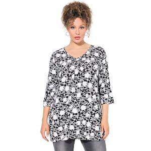 Ulla Popken damer stora storlekar överdimensionerade plus size skjorta, blommor, A-linje, V-hals, 3/4-ärm, VIT, 46-48 Ulla Popken damer stora storlekar överdimensionerade plus size skjorta, blommor, A-linje, V-hals, 3/4-ärm, VIT, 46-48