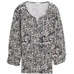 TOM TAILOR T-shirt för kvinnor, 38402 – marinblå abstrakt prickig design, L TOM TAILOR T-shirt för kvinnor, 38402 – marinblå abstrakt prickig design, L