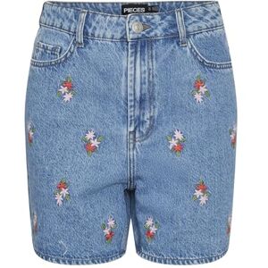 PIECES Dam Pcsky Hw broderi shorts jeansshorts, Ljusblå denim/detalj: broderi, M PIECES Dam Pcsky Hw broderi shorts jeansshorts, Ljusblå denim/detalj: broderi, M