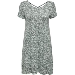 ONLY dam Klänning Onlbera Back Lace Up S/S Dress Jrs Noos, Balsam grön/Aop: vita blommor, M ONLY dam Klänning Onlbera Back Lace Up S/S Dress Jrs Noos, Balsam grön/Aop: vita blommor, M