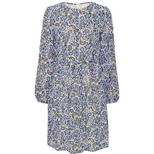 Part Two Kvinnors klänning knälängd långa ärmar Crew Neck Chiffon Fit and Flare, Blått Paisley-tryck, 40 Part Two Kvinnors klänning knälängd långa ärmar Crew Neck Chiffon Fit and Flare, Blått Paisley-tryck, 40
