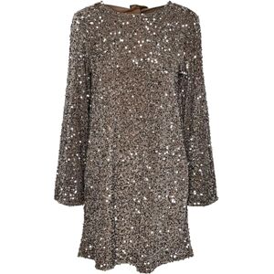 PIECES PCKAM LS DEEP Back Bow Dress BC, Morel/detalj: silversequins, S PIECES PCKAM LS DEEP Back Bow Dress BC, Morel/detalj: silversequins, S