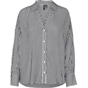 VERO MODA VMBUMPY L/S oversize skjorta WVN GA, Nattsky/ränder: snövit, M VERO MODA VMBUMPY L/S oversize skjorta WVN GA, Nattsky/ränder: snövit, M