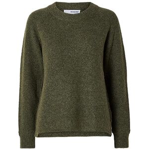 SELECTED FEMME BLACK Slflulu Ls Knit O-Neck B Noos pullover tröja för kvinnor, Kalamata/detalj: melange, XL SELECTED FEMME BLACK Slflulu Ls Knit O-Neck B Noos pullover tröja för kvinnor, Kalamata/detalj: melange, XL