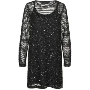 VERO MODA VMLEILANI New LS O-hals shorts klänning, Svart/detalj: w. Silversequins, XS VERO MODA VMLEILANI New LS O-hals shorts klänning, Svart/detalj: w. Silversequins, XS