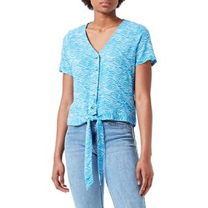 TOM TAILOR Denim Damer Blus med knytdetalj 1031751, 29870 Blue Wave Print, XS TOM TAILOR Denim Damer Blus med knytdetalj 1031751, 29870 Blue Wave Print, XS