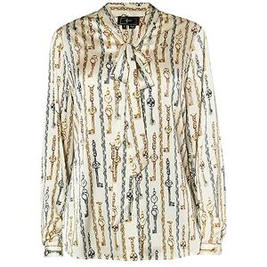 ALARY dam slip-blus, Ull vit flerfärgad, S ALARY dam slip-blus, Ull vit flerfärgad, S