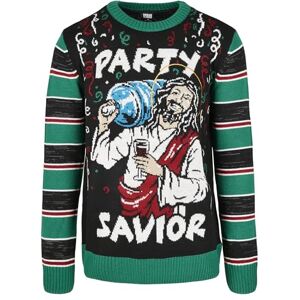Urban Classics Unisex tröja Savior jultröja ful tröja, jultröja för män och kvinnor, storlekar S–XXL, Svart/X-masgreen, XXL Urban Classics Unisex tröja Savior jultröja ful tröja, jultröja för män och kvinnor, storlekar S–XXL, Svart/X-masgreen, XXL