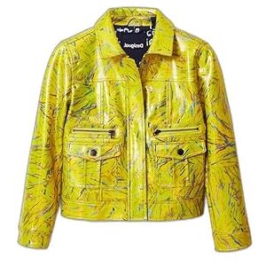 Desigual Kvinnors CHAQ_Memphis, 8000 Amarillo FLUOR PU Coat, Gul, XS Desigual Kvinnors CHAQ_Memphis, 8000 Amarillo FLUOR PU Coat, Gul, XS