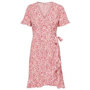 ONLY Dam ONLOLIVIA S/S WRAP Dress WVN NOOS klänning, rosröka/AP: Tanya Flower, 40, Ros rök/Aop: tanya blomma, 40 ONLY Dam ONLOLIVIA S/S WRAP Dress WVN NOOS klänning, rosröka/AP: Tanya Flower, 40, Ros rök/Aop: tanya blomma, 40