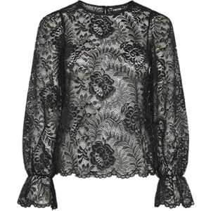 PIECES PCPAULA LS LACE TOP NOOS, svart, S PIECES PCPAULA LS LACE TOP NOOS, svart, S
