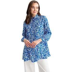 DeFacto Långärmad skjortblus, skjorta med knappar för fritidskläder, Sax, S DeFacto Långärmad skjortblus, skjorta med knappar för fritidskläder, Sax, S
