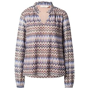 Cream dam skjorta blus V-hals tryckt långa ärmar dam, Blue Weave Multi Lace Stripe, 32 Cream dam skjorta blus V-hals tryckt långa ärmar dam, Blue Weave Multi Lace Stripe, 32