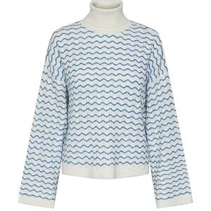 PIECES Bestseller A/S Pcjoyce Ls oversize rulle neck stickad Bc tröja, Molndansare/mönster: french blue, M PIECES Bestseller A/S Pcjoyce Ls oversize rulle neck stickad Bc tröja, Molndansare/mönster: french blue, M